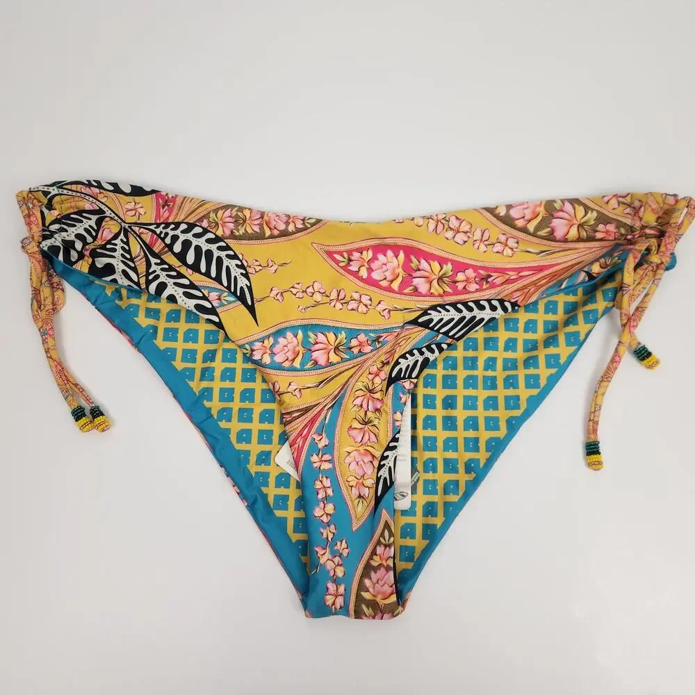 Agua Bendita Eda Bikini Bottom in Lula Print Yellow Size 3XL NWT